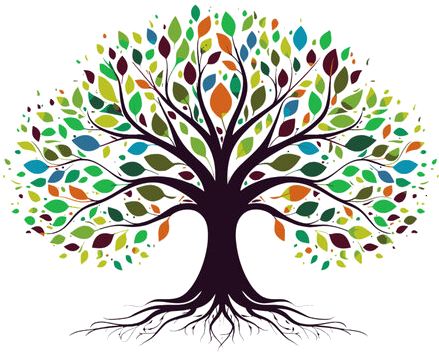 Colorful tree with roots